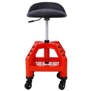 Pneumatic 360 Degree Swivel Stool, Mechanics Rolling Creeper Seat, Heavy Duty Rolling Mechanics Stool, Shop Stool With Casters Red