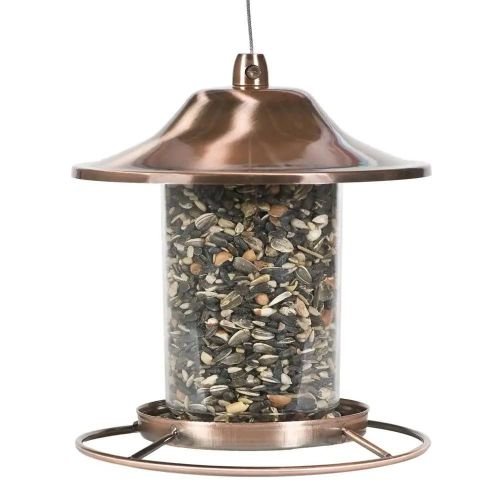 Copper Bird Feeder with Plastic Seed Reservoir Tube and Circular Perch - Image 2