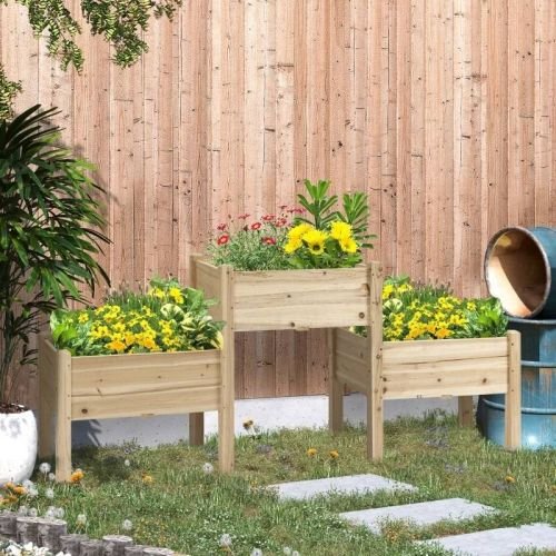 FarmHouse 3 Wooden Elevated Planter Raised Garden Beds - Image 5