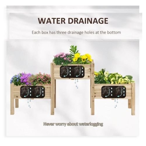 FarmHouse 3 Wooden Elevated Planter Raised Garden Beds - Image 3