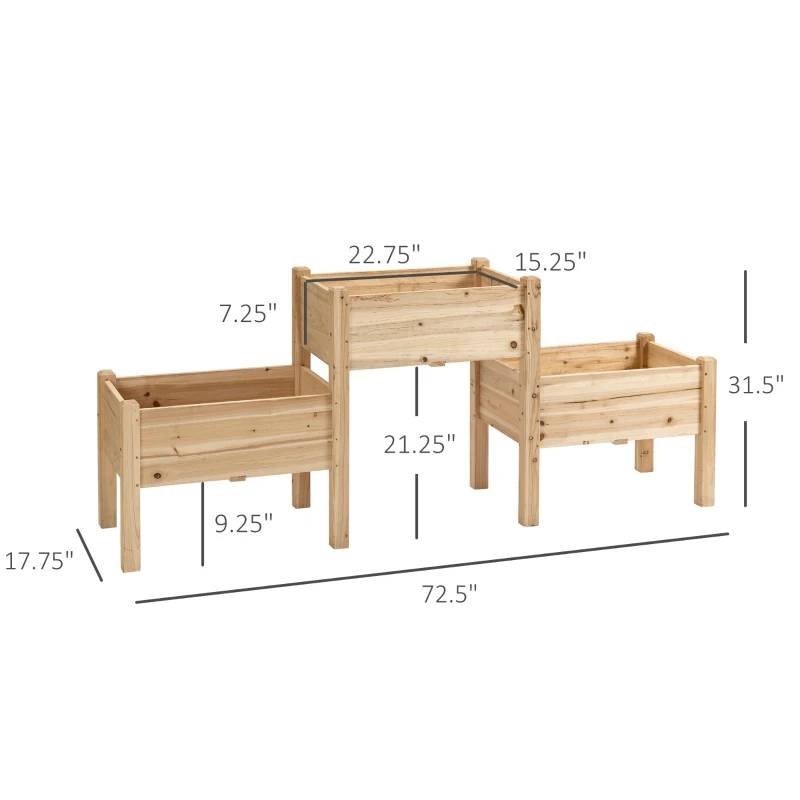 FarmHouse 3 Wooden Elevated Planter Raised Garden Beds - Image 2