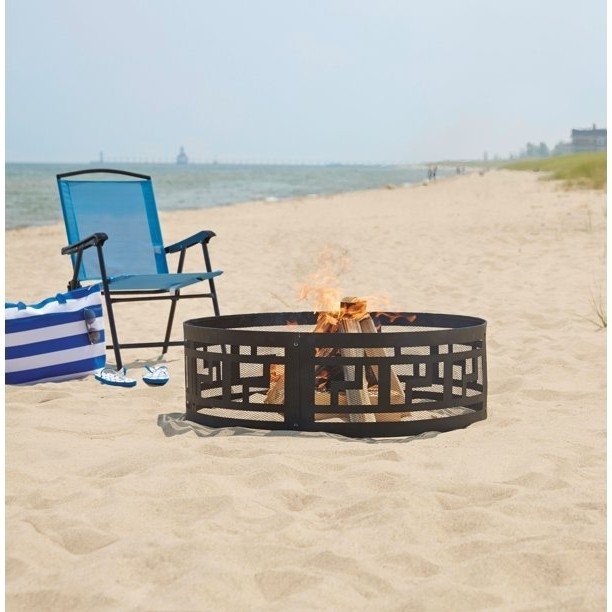 Heavy Duty 36 inch Round Black Steel Mesh Fire Pit Ring - Image 2