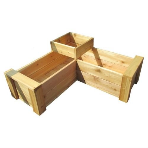 Heavy Duty Rot-Resistant Cedar 2 Level L-Shaped Planter Made in USA - Image 2