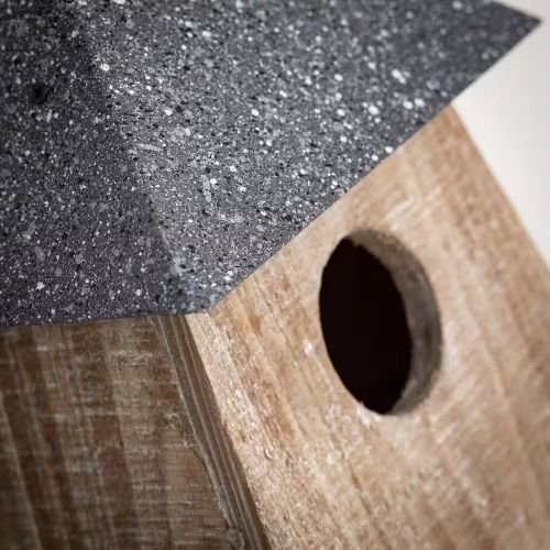 Outdoor Garden Patio Grey Natural Wood Hanging Bird House - Image 2