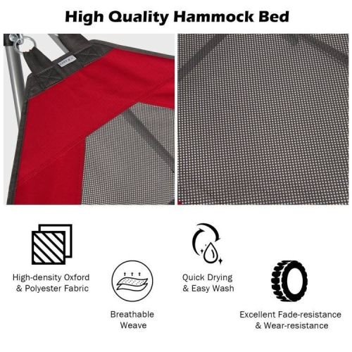 Red Portable Camping Foldable Hammock with Stand and Carry Case - Image 3