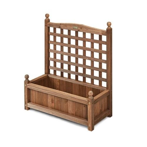 Natural Fir Wood Outdoor Garden Planter Box with 30-inch High Trellis - Image 5