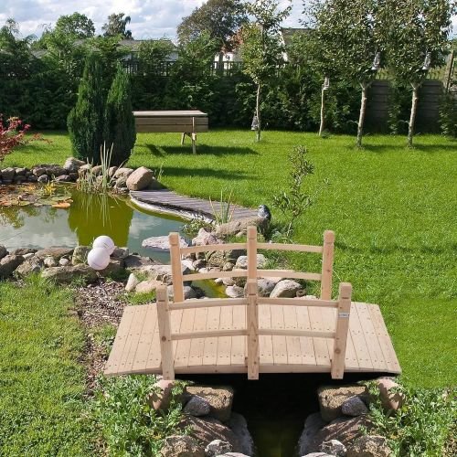 Outdoor Solid Wood 5-Ft Garden Bridge in Natural Wood Finish - Image 3