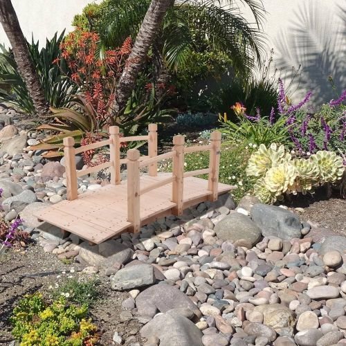 Outdoor Solid Wood 5-Ft Garden Bridge in Natural Wood Finish - Image 2