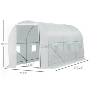 14.7 Ft x 6.5 Ft Outdoor Greenhouse w/ Heavy Duty Steel Frame and White PE Cover