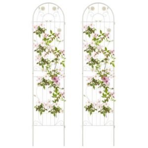 2 Pack - 7-ft Galvanized Steel Garden Trellis in White Metal Outdoor Finish