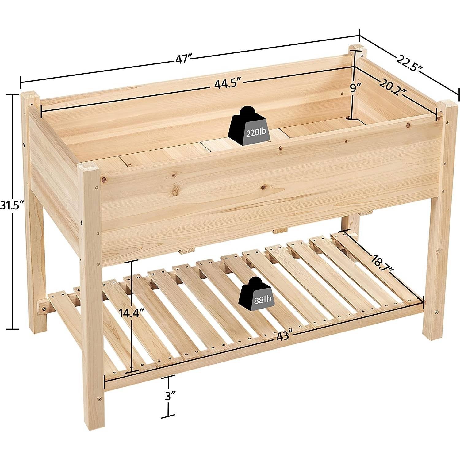 Solid Wood 2-Tier Raised Garden Bed Planter Box 4-ft x 2-ft x 32-inch High - Image 2
