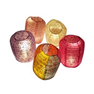 [Random color] Set of 5 Chinese/Japanese Style Hanging lantern Decorative Hollow Paper Lantern 20x15cm