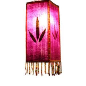 National Style Cloth Lantern With Tassel Creative Handmade Home Decor Painted Lamp Shade, Purple
