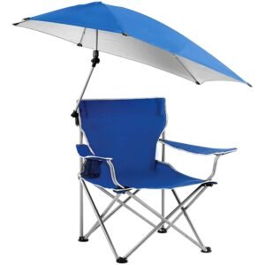 Foldable Beach Chair with Detachable Umbrella Armrest Adjustable Canopy Stool with Cup Holder Carry Bag for Camping Poolside Travel Picnic Lawn C