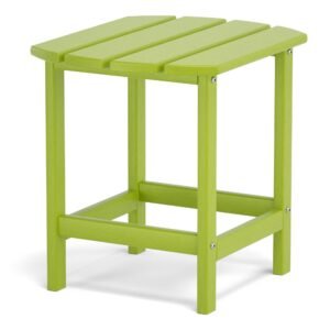 Adirondack Outdoor Side Table;  HDPE Plastic End Tables for Patio;  Backyard;  Pool;  Indoor Outdoor Companion;  Easy Maintenance Weather Resista