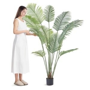 VEVOR Artificial Palm Tree, 6 FT Tall Faux Plant, Secure PE Material & Anti-Tip Tilt Protection Low-Maintenance Plant