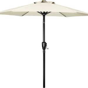 Simple Deluxe 7.5' Patio Outdoor Table Market Yard Umbrella with Push Button Tilt/Crank, 6 Sturdy Ribs for Garden, Deck, Backyard, Pool, 7.5ft, B