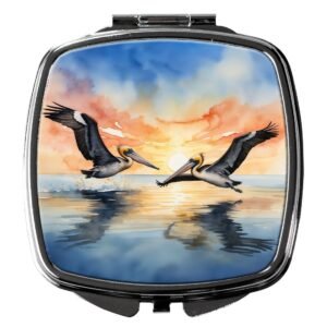 Pelicans Flying Compact Mirror Decorative Travel Makeup Mirror for Women Girls Gifts Pocket Makeup Mirror Folding Handheld