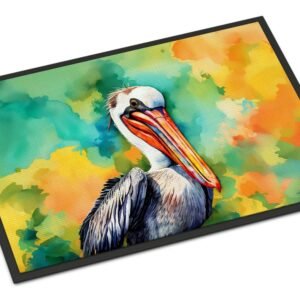 Hippie Animal Pelican Doormat Front Door Mat Indoor Outdoor Rugs for Entryway, Non Slip Washable Low Pile, 24H X 36W