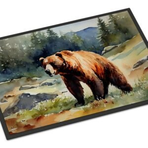 Kodiak Bear Doormat Front Door Mat Indoor Outdoor Rugs for Entryway, Non Slip Washable Low Pile, 24H X 36W