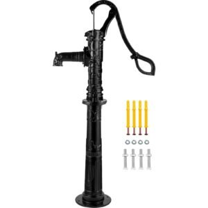 VEVOR Hand Water Pump w/ Stand 15.7 x 9.4 x 53.1 inch Pitcher Pump & 26 inch Pump Stand w/ Pre-set 1/2" Holes for Easy Installation Rustic Cast I