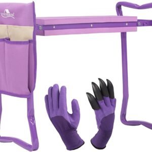 Bosonshop Garden Kneeler and Seat Folding Kneeling Bench Stool with Tool Pouches Soft EVA Foam for Gardening;  Purple