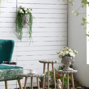 Cement Bust Wall Planter - Indoor Outdoor Home Garden Decor, 8" x 4" x 9"