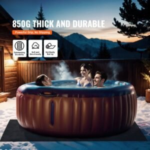 80x80 Inch Hot Tub Mat, Inflatable Hot Tub Mat, Large Washable Floor Protection Mat, Portable Spa Pool Accessories