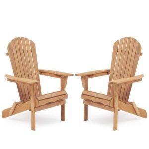 Wood Lounge Patio Chair for Garden Outdoor Wooden Folding Adirondack Chair Set of 2 Solid Cedar Wood Lounge Patio Chair for Garden, Lawn, Backyar