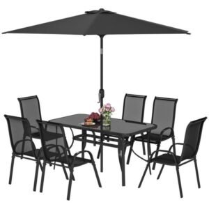 Outdoor dining table and chair package with umbrella ( Amazon Shipping)(Prohibited by WalMart)